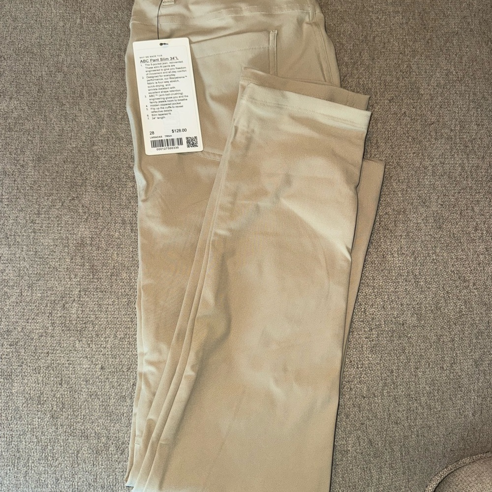 NWT Lululemon Athletica ABC Pant Slim 28/34 in Trench - Picture 3 of 4